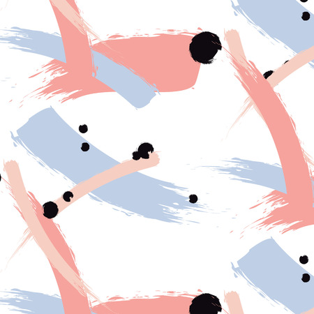 Vector expressive minimalistic background. Contemporary pastel coral blue pattern. Speed move arty brush stroke cover. Ditsy design/のイラスト素材