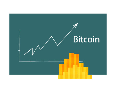 Bitcoin crypto currency stick graph chart of stock market investment trading, Bullish point, Bearish point. trend of graph vector designの写真素材
