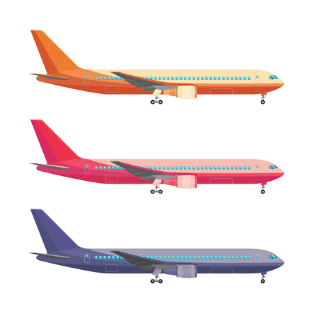 airplane in colored tail set with one motors art illustrationのイラスト素材