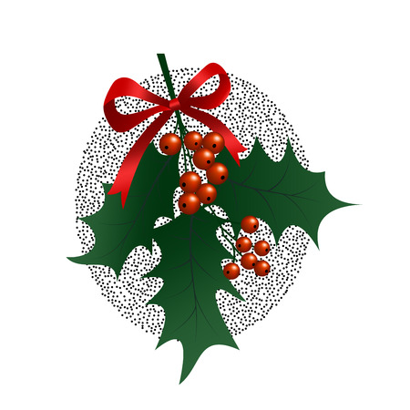 Holly branch on white background. Christmasのイラスト素材