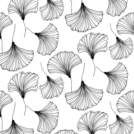 Vector japanese gingko beautiful background. Floral textile decoration. Vintage leaf pattern. Interior design. Bohemian tropical leavesのイラスト素材