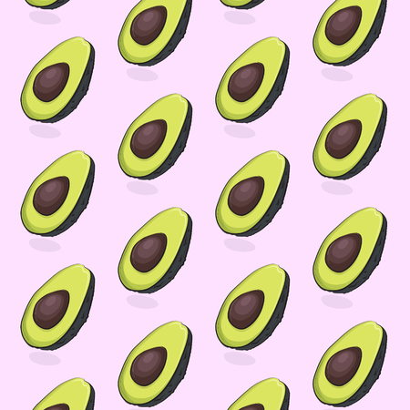 Vector avocado vegetable pattern. Tasty vitamin summer decoration. Organic vector natural exotic print. 2018 tropical backgroundのイラスト素材