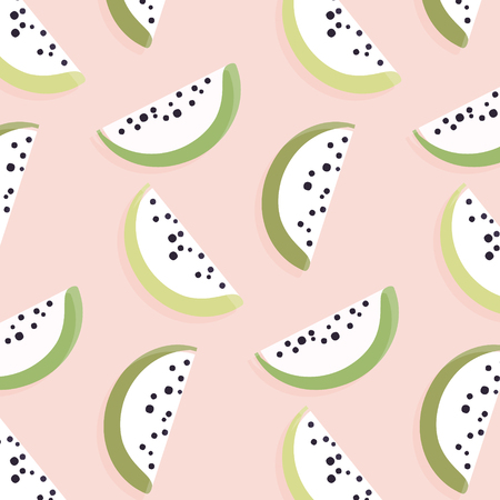 Surface watermelon pattern. Exotic tropical hand drawn decoration. mpder fruit background. Contemporary interior food printのイラスト素材