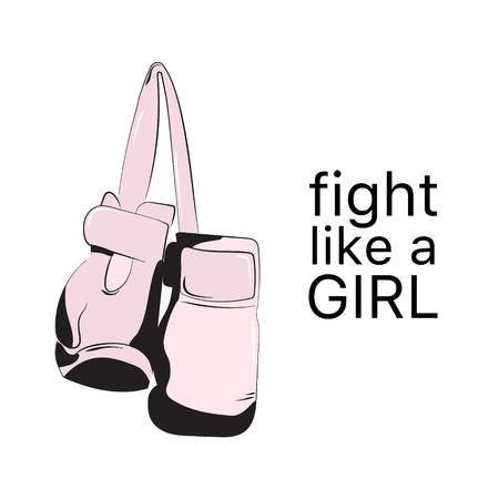 Fight like  girl poster. Feminist sign fashion illustration. Female art quote  typography. Woamn power sticker, sign, sloganの写真素材