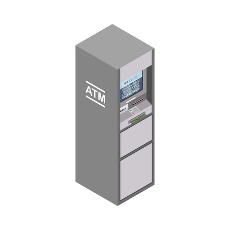 ATM machines vector in isometric style. Bank terminal illustrationのイラスト素材