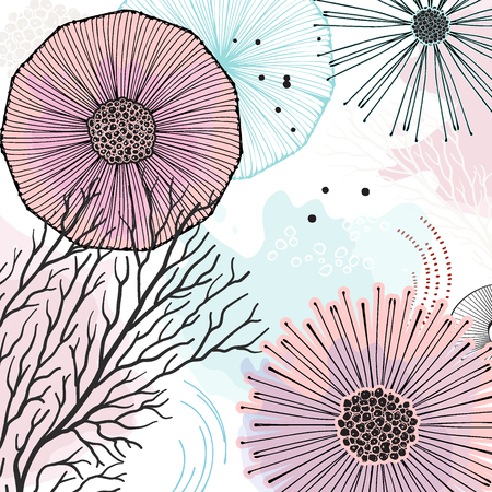 Vector nature doodles texture. Abstract han drawn sketch print. Modern abstract design for paper, cover, fabric, interior decor and other usersのイラスト素材