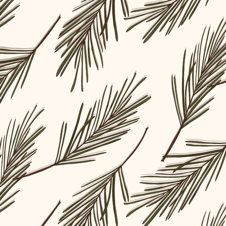 Evergreen tree pattern. VintageNnew year vector texture. Forest seasonal Christmas cover background. Botany wintes holidays surface designのイラスト素材