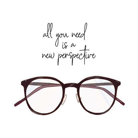 New perspective in glasses  fashion wall art. Glamour accessories Vector illustration. Modern interior print.のイラスト素材