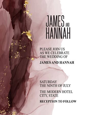 Vector invitation template alcohol ink splash. Dark red watercolor wedding design  for cover, banner, invitation, card, Branding and identity . Grunge vintage texture.の写真素材