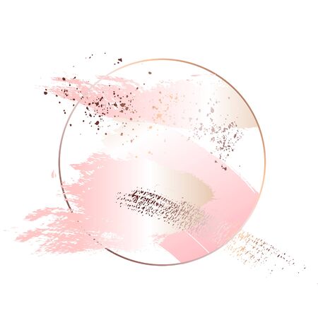 Rose gold foil art. Tender soft pink decoration circle. Fluid art. Applicable for design covers, presentation, invitation, flyers, annual reports, posters and business cards. Modern artworkのイラスト素材