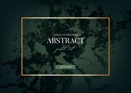 Liguid flow dark green watercolor splash alcohol ink elements in vector. Grunge gold foil glitters with flow background. Party design, holiday invitation, wedding, poster, flyer, website banner.のイラスト素材