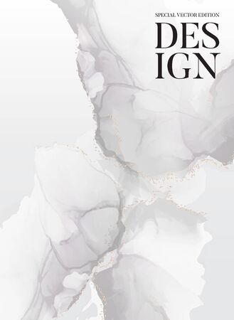 Vector save the date card in pastel grey marble splashes, soft tender grunge watercolor wedding texture background. Modern texture, party design, holiday invitation.のイラスト素材