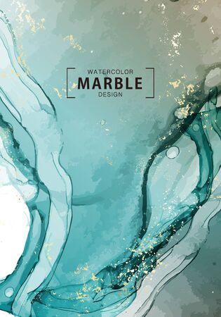 Deep blue ocean watercolor wave macro abstract art. Alcohol ink background. Fluid template, fine art pastel gragient palette, macro vector.のイラスト素材