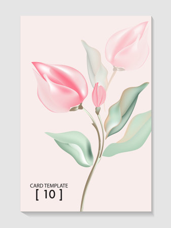 Watercolor rose bud Flower branch illustration in vector.のイラスト素材