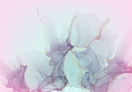 Colorful pink abstract liquid marble background. Dynamic watercolor swirl shapes composition. Eps10 vectorのイラスト素材