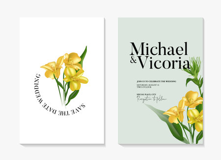 Watercolor floral Unique astromelia flower invitation . Pastel rustic bohemian style custom bridal shoser cards, natural holiday design. Romantic spring decoration , birthday card elegant vector.のイラスト素材
