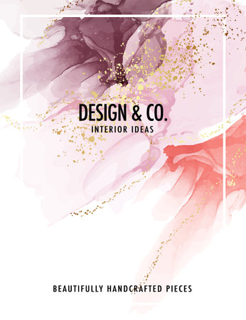 Watercolor background, fashion pink glitter color stroke, Abstract purple sketch pain blush coral glitter violet, gold marble alcohol ink. Acrylic paper creative grunge modern sketch luxury texture.のイラスト素材