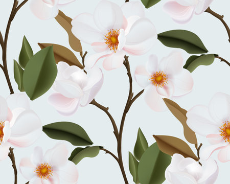 Watercolor rose flower seamless pattern, floral bloom vintage design. botanical bouquet. Ivory wild garden buds and leaves background. Vintage bloom drawingのイラスト素材