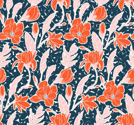 Watercolor floral Meadow  ditsy print. Garden bouquet emroidery craft fabric pattern. Rose branch, botanical design. Beautiful Ornament wallpaper, garden bloom texture  in vectorのイラスト素材