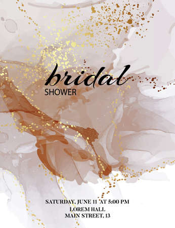 Bridal shower watercolor ink copper rust template.  Scandinavian minimalistic print original paintingのイラスト素材