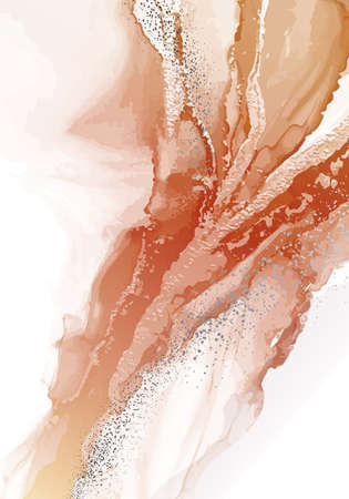 Watercoor painting Earth tones background. Abstract acrylic ink pouring art design for print, cover, wallpaper, Minimal and natural  interior print. Soft texture design.  Vcetorのイラスト素材