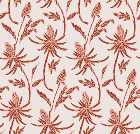 Floral pattern nude pink. Flower seamless light background. Flourish ornamental garden vintage design in vectorのイラスト素材