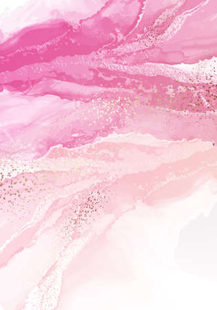 Abstract pink watercolor wall arts vector collection. Rose gold organic shape Art brush design for wall framed prints, canvas prints, poster, home decor, cover, wallpaper. Vector art illustrationのイラスト素材