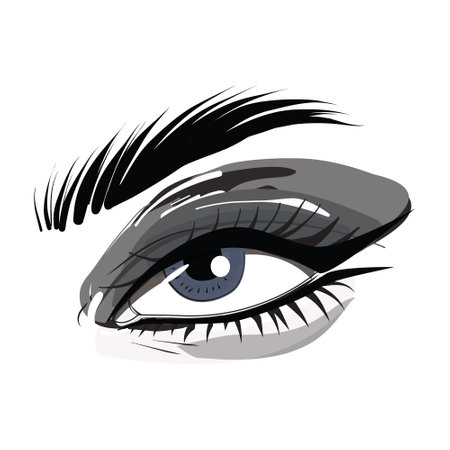 Black cat eye makeup art. Long lashes wih Mascara , beauty treatment, mink  fake lashesのイラスト素材