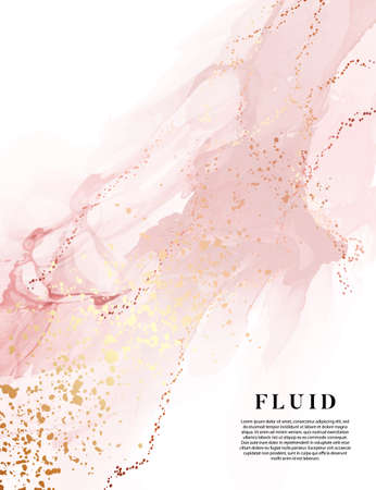 Blush pink background original watercolor painting digital paper, gold banner water texture fluid, pastel blush pink aesthetic perfect for website design, wedding stationery, mood boards, collageの写真素材