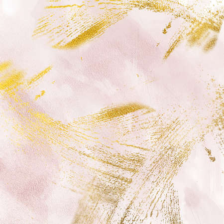 Pastel rose background and gold pink brush strokes texture digital paperの写真素材