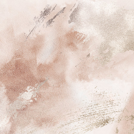 Beige watercolor background with silver gold metallic texture ink blobs digital paperの写真素材