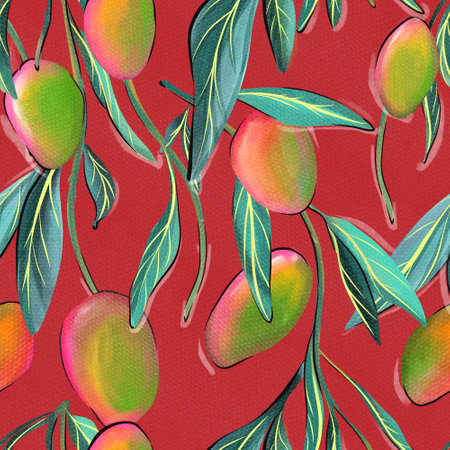 Mango tree seamless pattern , surface textile coverの写真素材