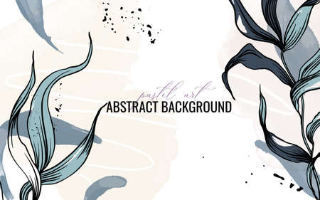 Watercolor plant Abstract art background vector. minimal style botanical wallpaper  bannerのイラスト素材