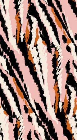 Striped tiger skin texture, Pastel animal print background, modern ornament printのイラスト素材