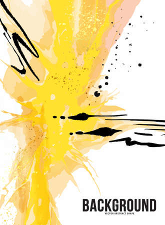 Yellow Ink, modern paint, abstract. Watercolor  painting. Colorful abstract painting backgroundのイラスト素材
