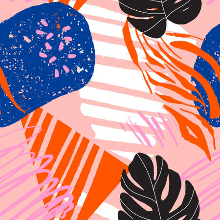 Modern brasillian pattern carnival design in nave pink orange colors latinxのイラスト素材