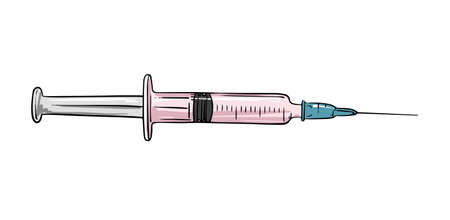 Medical syringe health care illustration, insulin injection , beauty treatment . Hospital medical vaccination artのイラスト素材