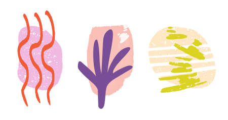 Bright watercolor ink
 blobs geometic shapes contemporary frames in vectorのイラスト素材