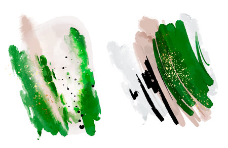 Green Abstract shapes wall art vector collection. Modern organic art design for poster, interior print, cover, wallpaper, Minimal  social media and natural wall art.のイラスト素材