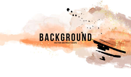 Abstract background with watercolro line shapes vector. Modern template with geometric ink. Blob object in oriental style neutralのイラスト素材