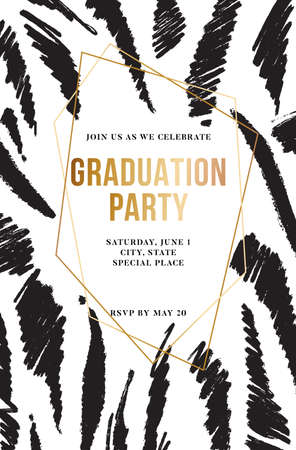 Graduation card college univercity school graduation party , event invitation in vectorのイラスト素材