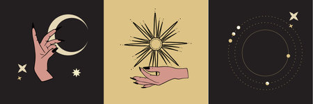 Spiritual astronomy card, planet decorのイラスト素材