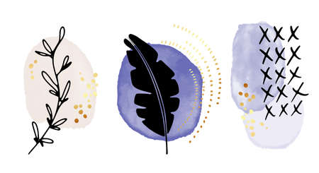 Abstract art  painting very peri color, vector line nature illustration, boho design minimalist cardのイラスト素材