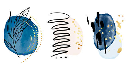 Abstract shapes navy blue contemporary art. office, bedroom, home design, social mediaのイラスト素材