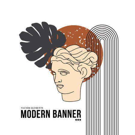 statur head ancient greek women face sculpture modern designのイラスト素材