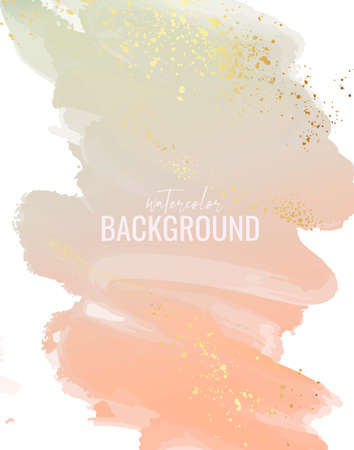 watercolor paint background stain splash minimal element in vector , green orange gradient designのイラスト素材