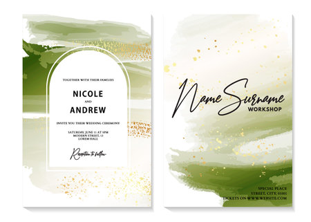 Green watercolor ink background marble design, epoxy liquid painting fine art greeting card, birthday wishes, holiday rsvp, save the date templateのイラスト素材