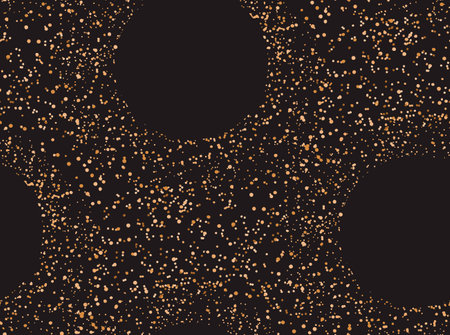 outer space Seamless pattern with gold glitter dots on black background. black holes, gold stars Vector illustrationのイラスト素材