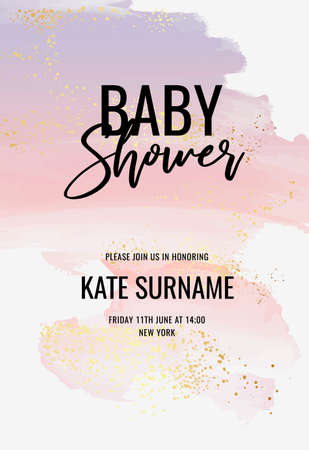 Baby shower watercolor background texture pink violet  newborn invite , children birthday stationery greeting card, pastel ink in vectorのイラスト素材