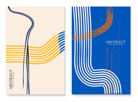 Abstract Poster minimal design , bauhaus banner contemporary vertical line, modern artwork simple cover , hipster retro nordic card set in vectorのイラスト素材